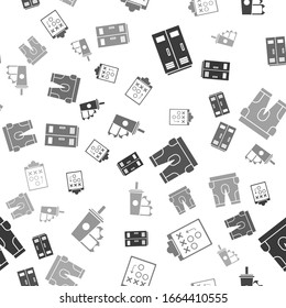 Set Locker or changing room for football, basketball team or workers, Planning strategy concept, American football shorts and ticket and paper glass soda with drinking straw on seamless pattern. Vecto