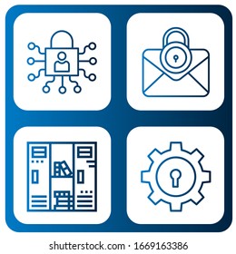 Set of locker icons. Such as Lock, Locker , locker icons