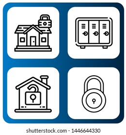 Set of locker icons such as Padlock, Locker, Unlock, Lock , locker
