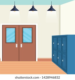 set of lockers in school corridor