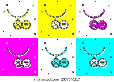 Ajuste el icono de bloqueo en el collar aislado en el fondo del color.  Vector