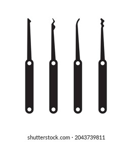 set of lockpicks for lock picking vector icon