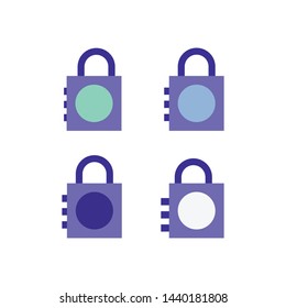 Set locks icons blue color on white background. Vector illustration. EPS 10
