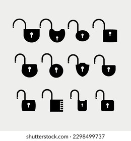 Set of locks. Lock and unlock icon vector illustration.