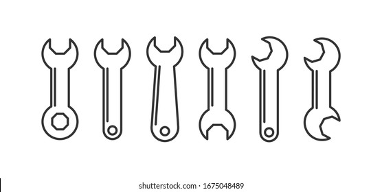 set of locksmith keys for an octagonal nut. Stock vector illustration. Empty outline, simple design for sticker, sticker, website or app