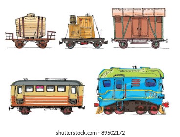 set of locomotive and wagons