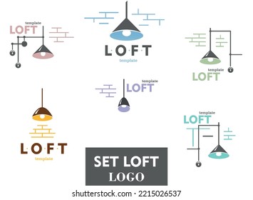 Set loft logo vector Chandelier and brick wall elements - Shutterstock ID 2215026537
