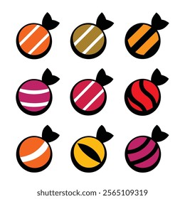 a set of logan candy vector illustration, food, children, on white background