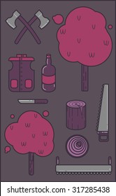 Set logger icons in a flat design