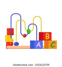 Set of logic games for kindergarten students vector illustration. Cartoon drawing of stationery for class isolated on white background. Education, childhood concept