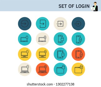 Set of Login concept flat icons