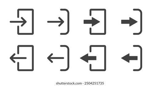 Set of Login and logout icon isolate on white background. Vector illustration.