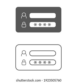 Set of Login window icon vector. Flat icon isolated on the white background. Editable EPS file. Vector illustration.