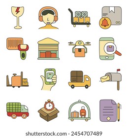 Set of Logistic and Cargo Flat Icons 

