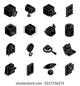 Set of Logistic and Cargo Flat Icons

