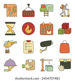 Conjunto de iconos planos de entrega logística 

