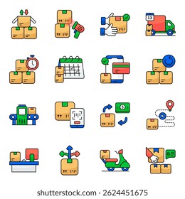 Satz von Logistikzustellung Flachsymbole