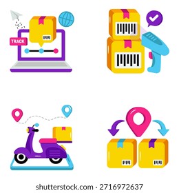 Set of Logistic Delivery Flat Icons