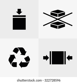 Set of logistic & delivery icons on white backgrounds