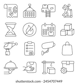 Set of Logistic Delivery Linear Icons 

