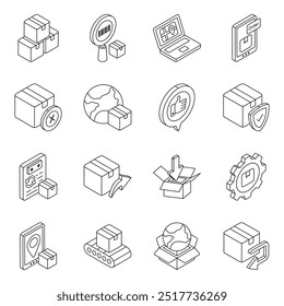 Set of Logistic Flat Icons 

