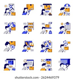 Set of Logistic Flat Icons