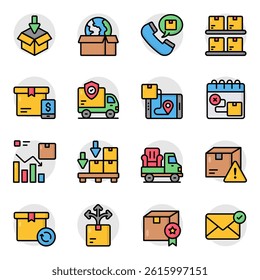 Set of Logistic and Freight Flat Icons