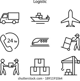 set of Logistic icon isolated on white background from delivery and logistic collection. Logistics icon trendy and modern Logistics symbol for logo, web, app, UI. Logistics icon simple sign.