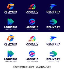 Set von Logistiklogo. Lieferservice-Logo. Vektorgrafik von Illustrationen. Web, Network Digital, Technology und Marketing Symbol. für Ihr Unternehmen oder Ihr Unternehmen geeignet