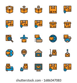 Set of Logistic, packaging, delivery filled style icon - vector