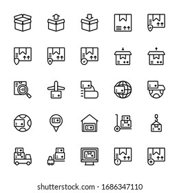 Set of Logistic, packaging, delivery outline style icon - vector