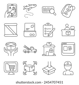 Set of Logistic and Shipment Linear Icons 

