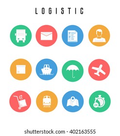 Set of logistic and shipping icons in flat style