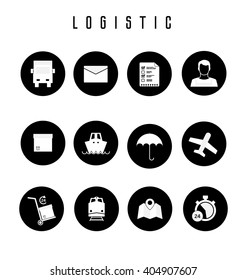 Set of logistic and shipping icons in flat style.