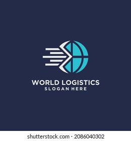 Set of logistics freight forwarding logos company logistics logos arrow icons shipping icons