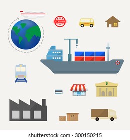 set of logistics icon flat design- Vector