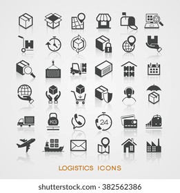 Set Logistics icons. The file is saved in the version 10 EPS.