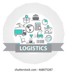 Set of logistics icons. Logistic concept. Stock vector. Flat design. 