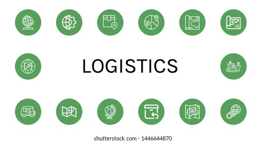 Set of logistics icons such as Globe, Global, Logistics, Map, Van, World, Return, Earth, Ship , logistics