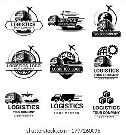 Set of logistics and  transport logos design vector 