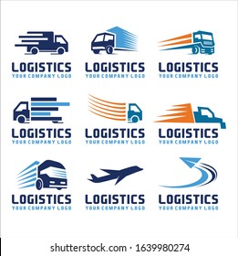 set logistics transportation logo vector, Fast delivery concept icon. Simple one colored shopping element illustration. Vector symbol design from store collection.