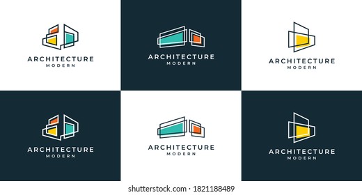 Set logo architecture with line concept logo design inspiration.