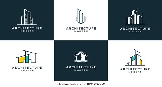 Set of logo architecture with liner concept logo design template.