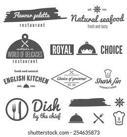 Set of logo, badge, emblem and logotype elements for restaurant, cafe and bar