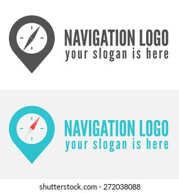 Set of logo, badge, label, emblem or logotype elements for navigation, map, web, business compass and other design