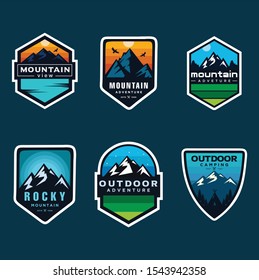 Set Of Logo, Badges, Banners, Emblem For Mountain, Hiking, Camping, Expedition And Outdoor Adventure. Exploring Nature.