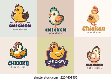 Set of  logo Badges with Chicken Rooster logo  Collection in Retro vintage style Emblems. Premium Logo Design  Vector Illustration.