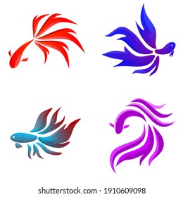 Set logo Betta fish modern style design 