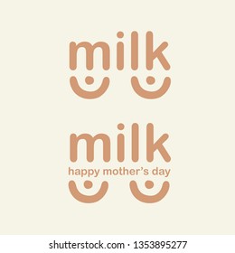 Set. Logo with breast. Vector illustration.
