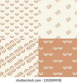 Set. Logo with breast. Vector illustration of seamless patterns.